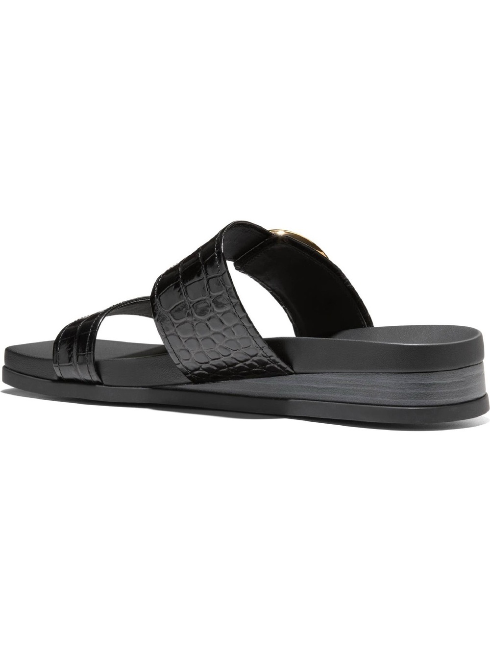 Cole Haan Oaklynn Wedge Sandal Croc-Embossed with Gold Buckle - Picture 5 of 9